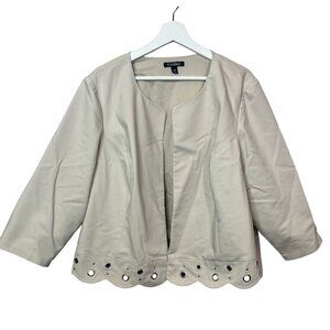 Roz and Ali Jacket Womens Blazer Plus Size 3X Beige Tan Open Front Work Neutral